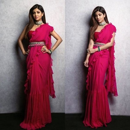 12. Ruffle Saree Draping